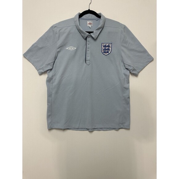Umbro Team England Polo Shirt Mens Size XL Light Blue Football Soccer World Cup - Picture 1 of 13